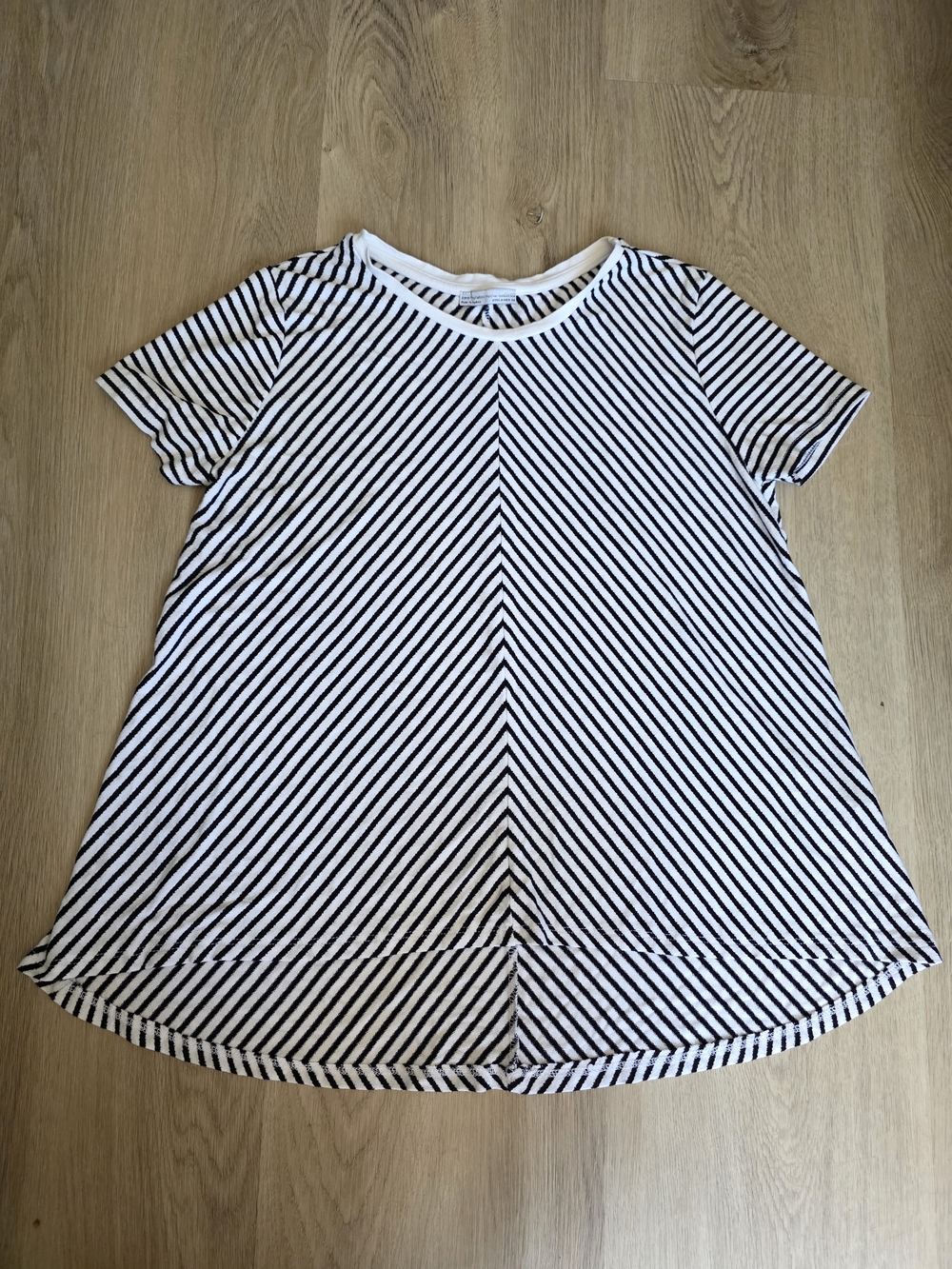 Zara Striped Chevron High-Low Short Sleeve Tunic Tee Shirt - Size M - Picture 2 of 7